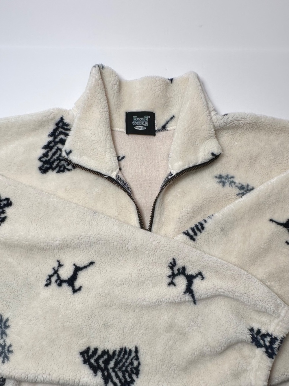 Vintage EZZE Wear Fleece Jacket Oversized LG | Cabin Core Deer Winter Canada - Picture 2 of 10